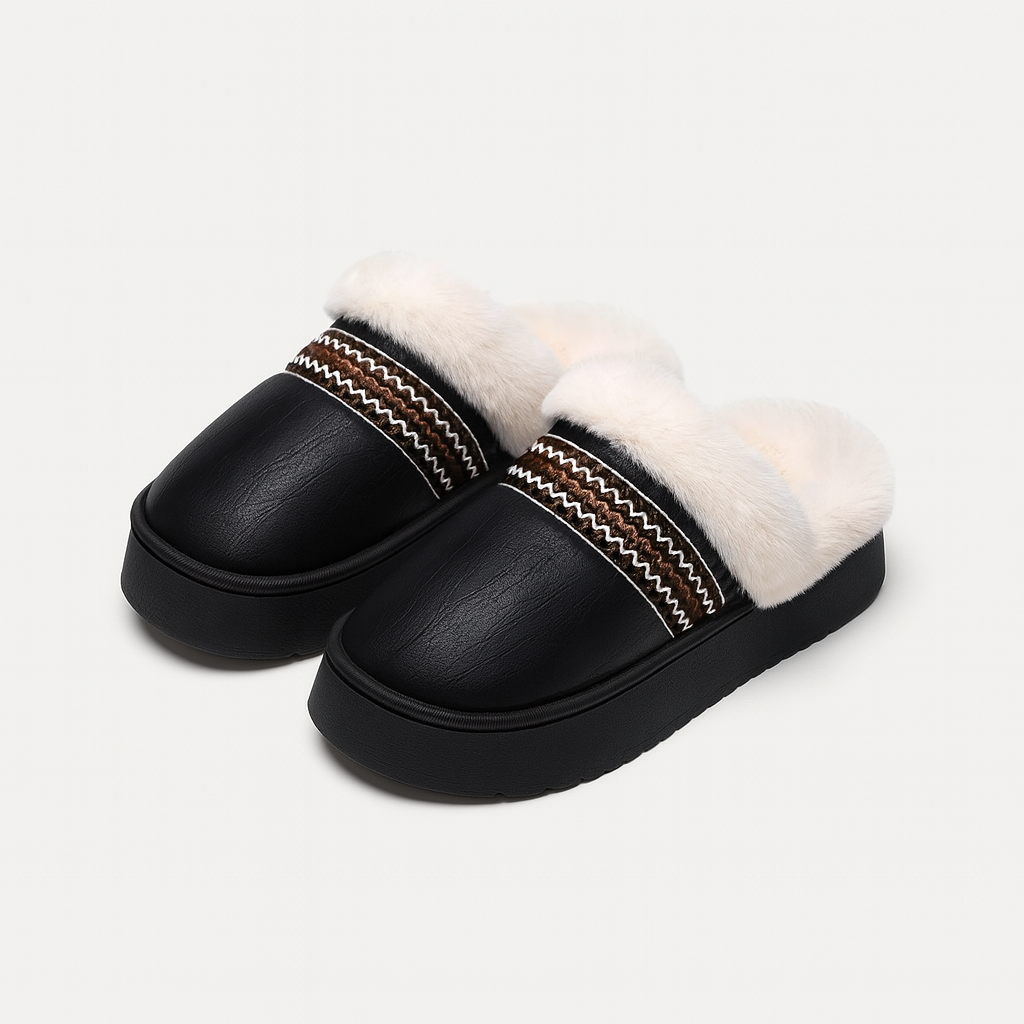 Pantuflas bordadas negro