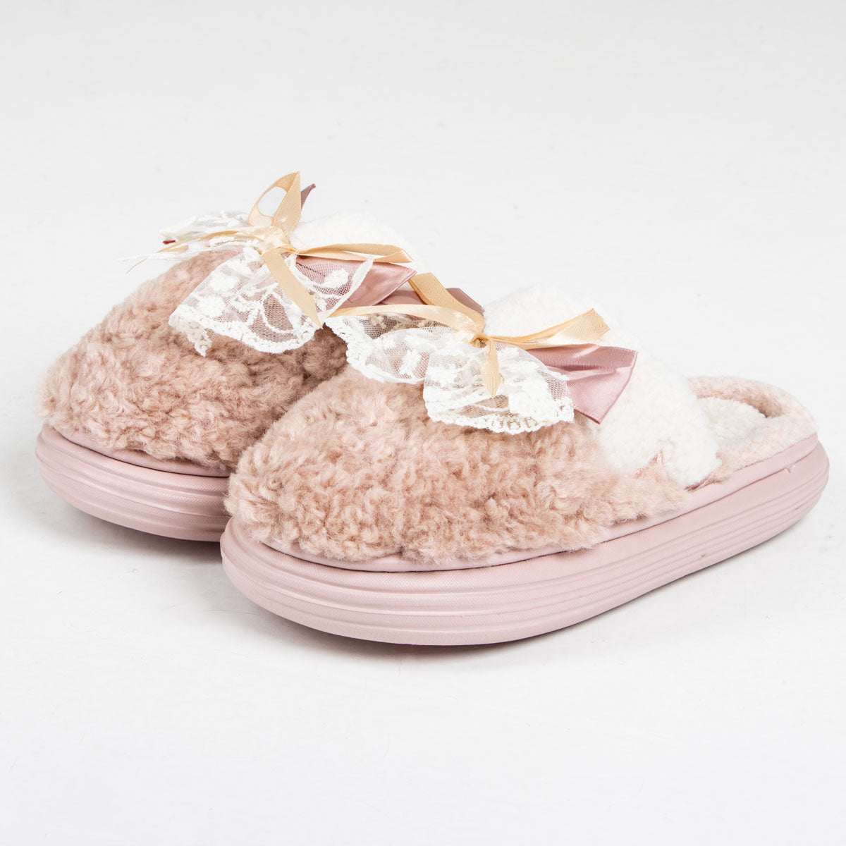 Pantufla encaje rosa