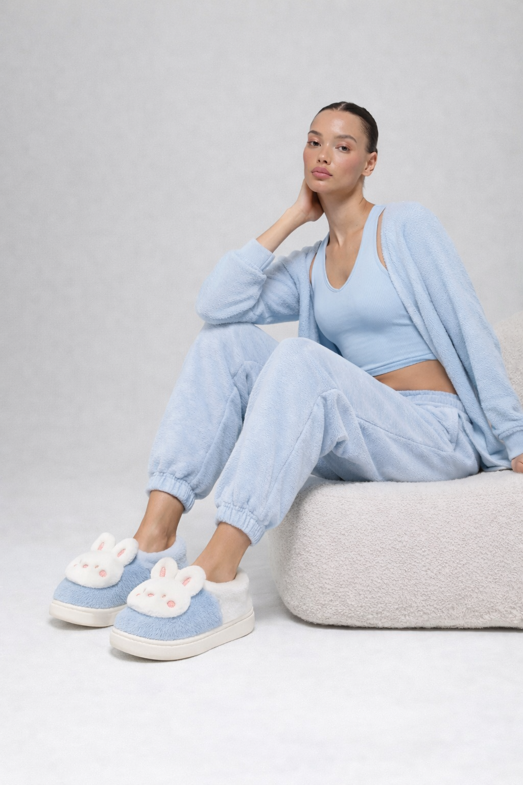 Pantuflas conejito azul