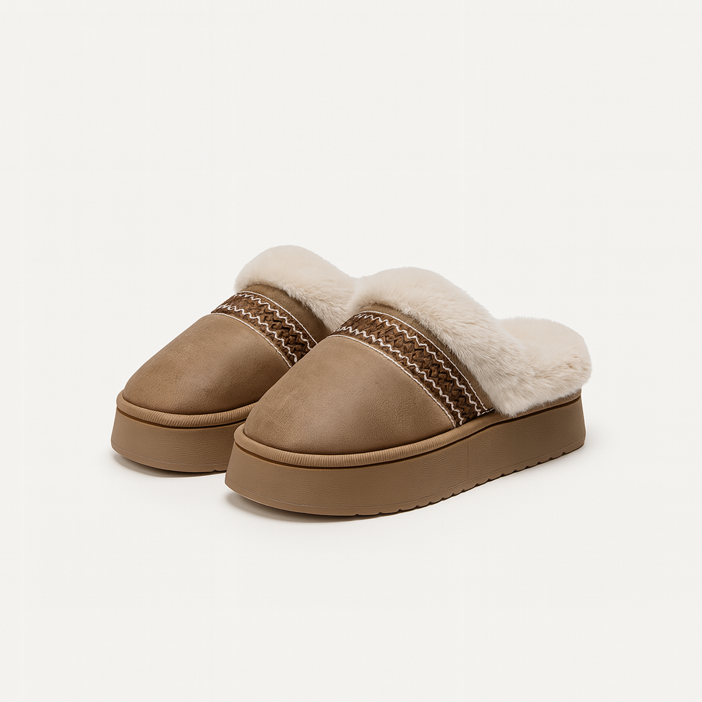 Pantuflas bordadas beige