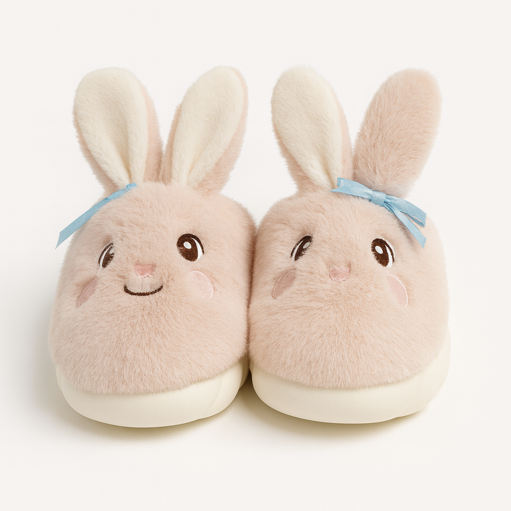 Pantuflas conejo rosado abiertas