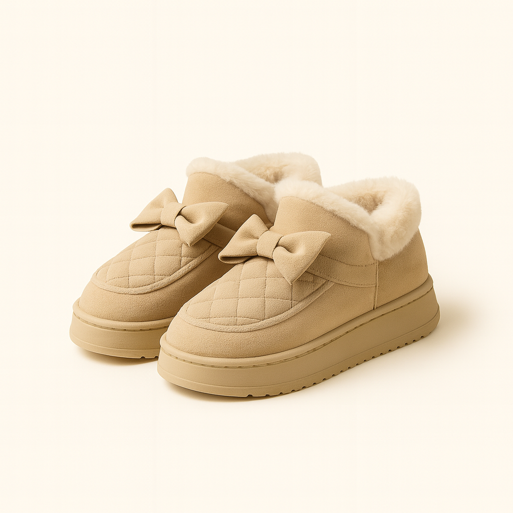 Pantuflas bota moño marfil