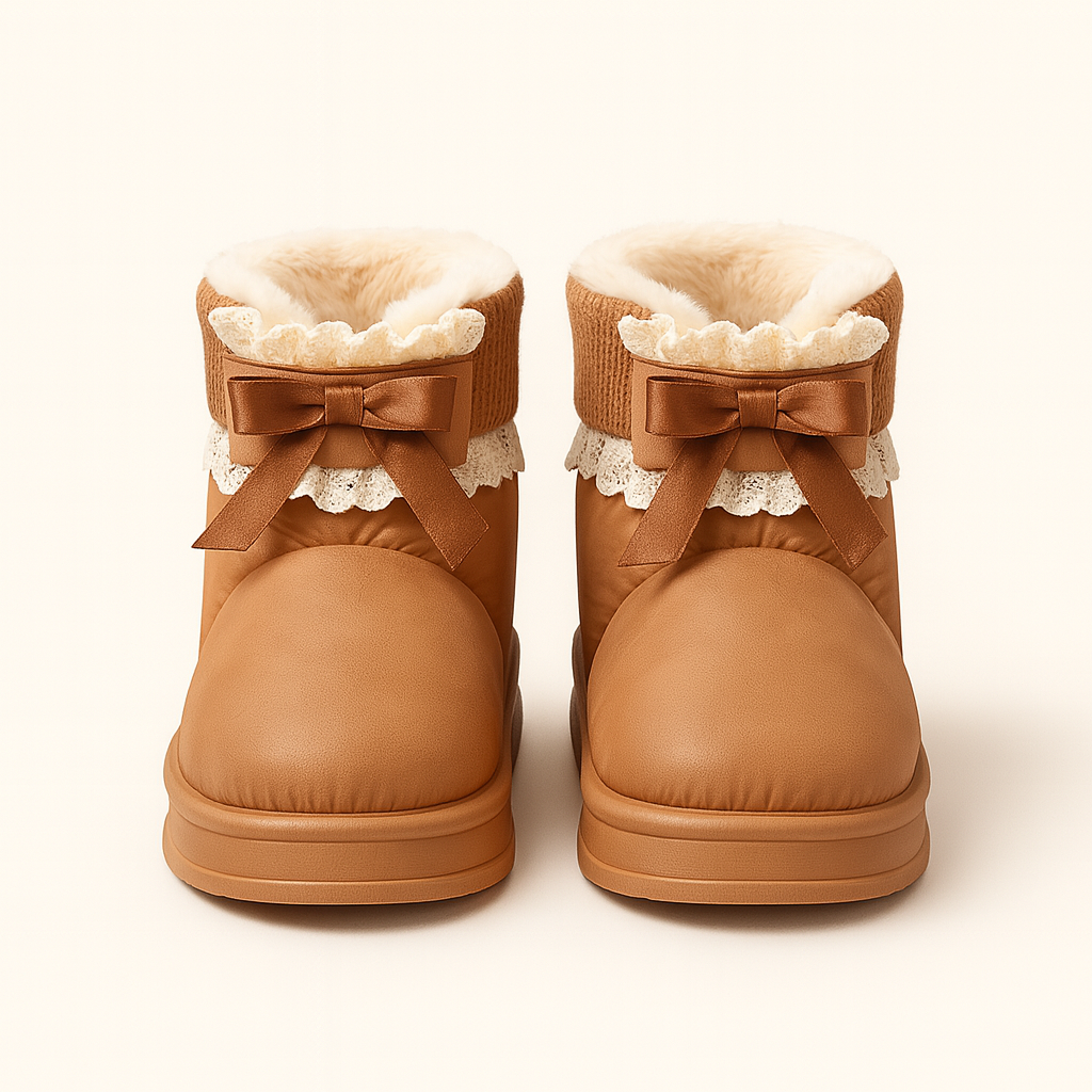 Pantuflas bota con encaje cafe