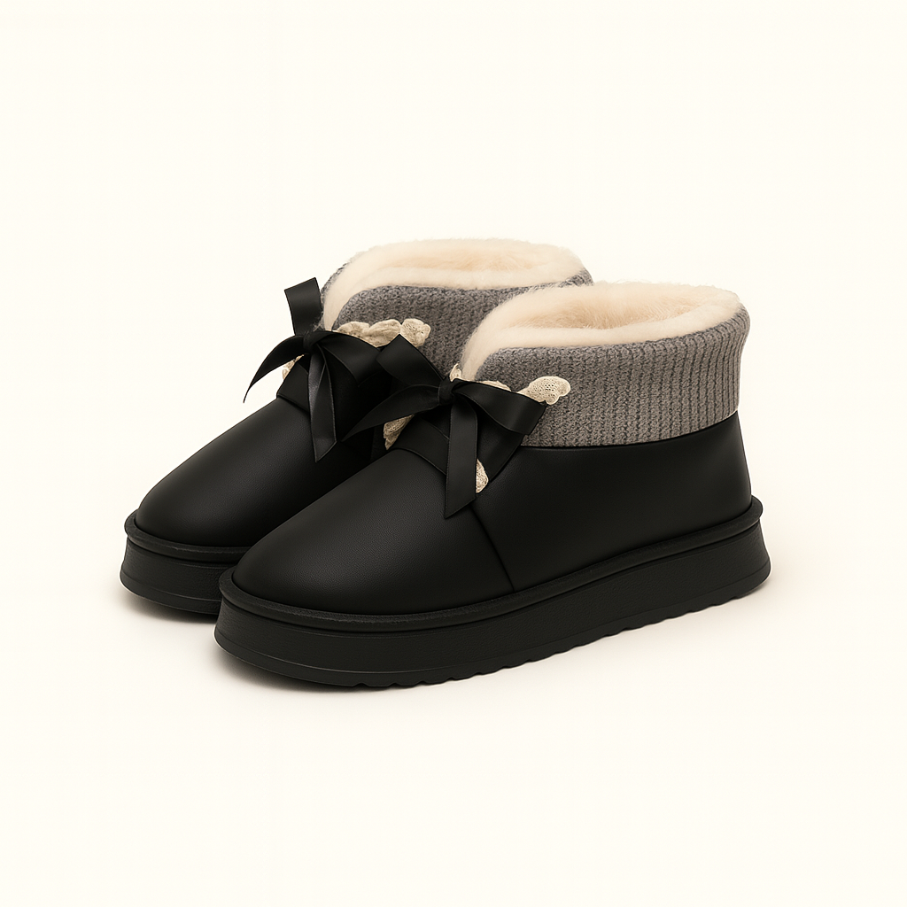 Pantuflas bota con encaje negro