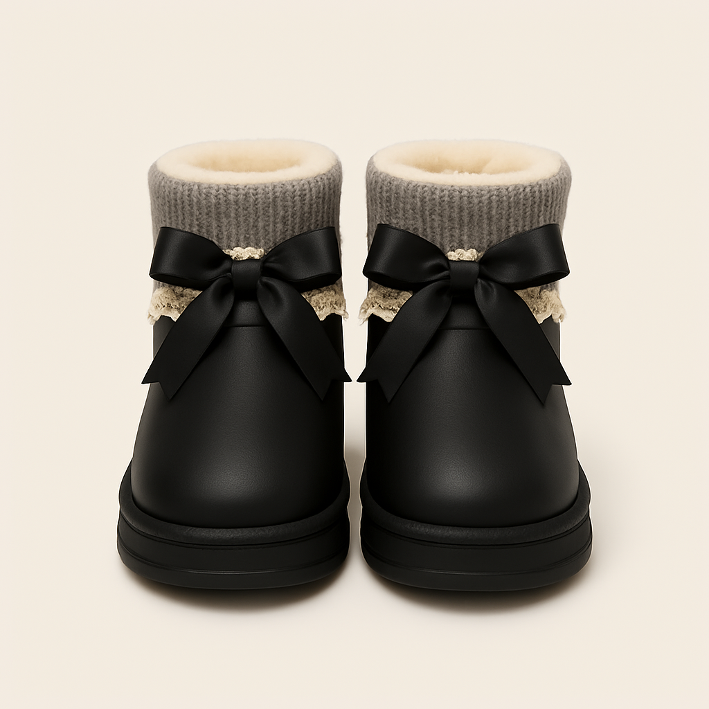 Pantuflas bota con encaje negro