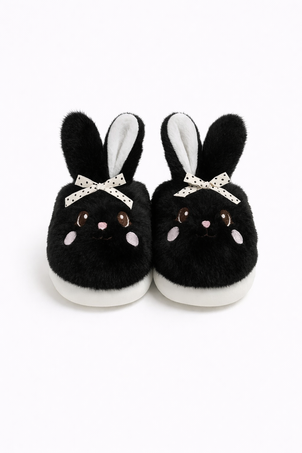 Pantuflas conejo negro abiertas