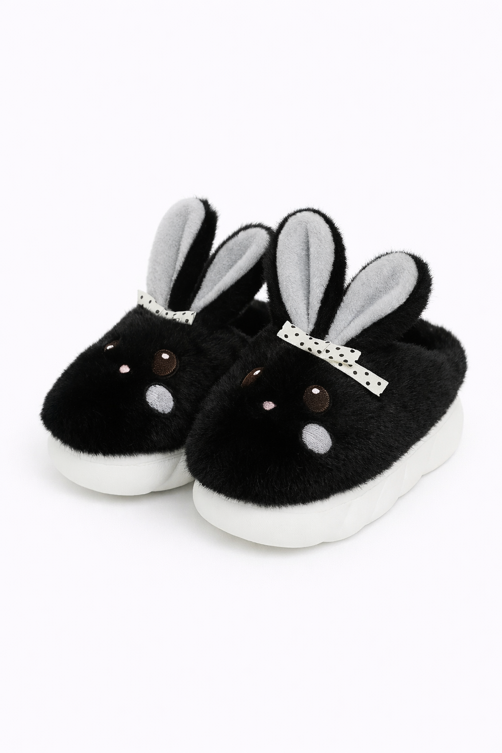 Pantuflas conejo negro abiertas