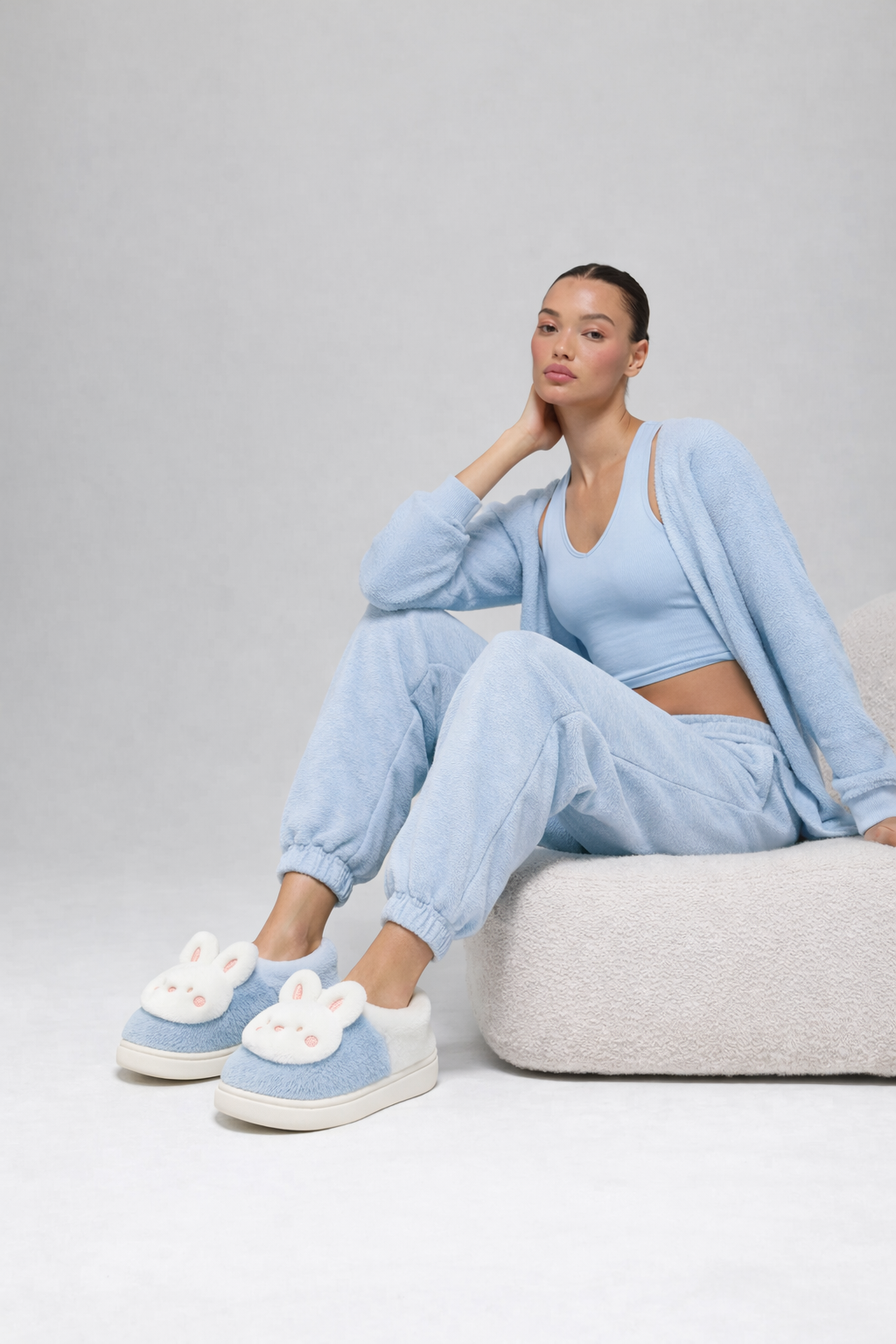 Pantuflas conejito azul