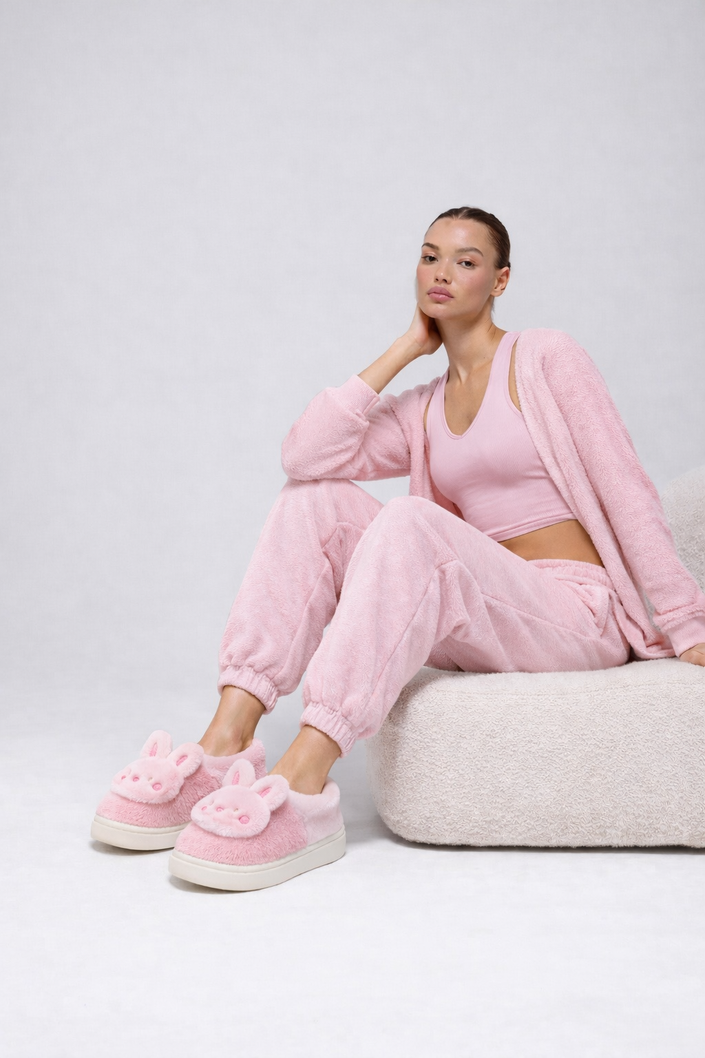 Pantuflas conejito rosado